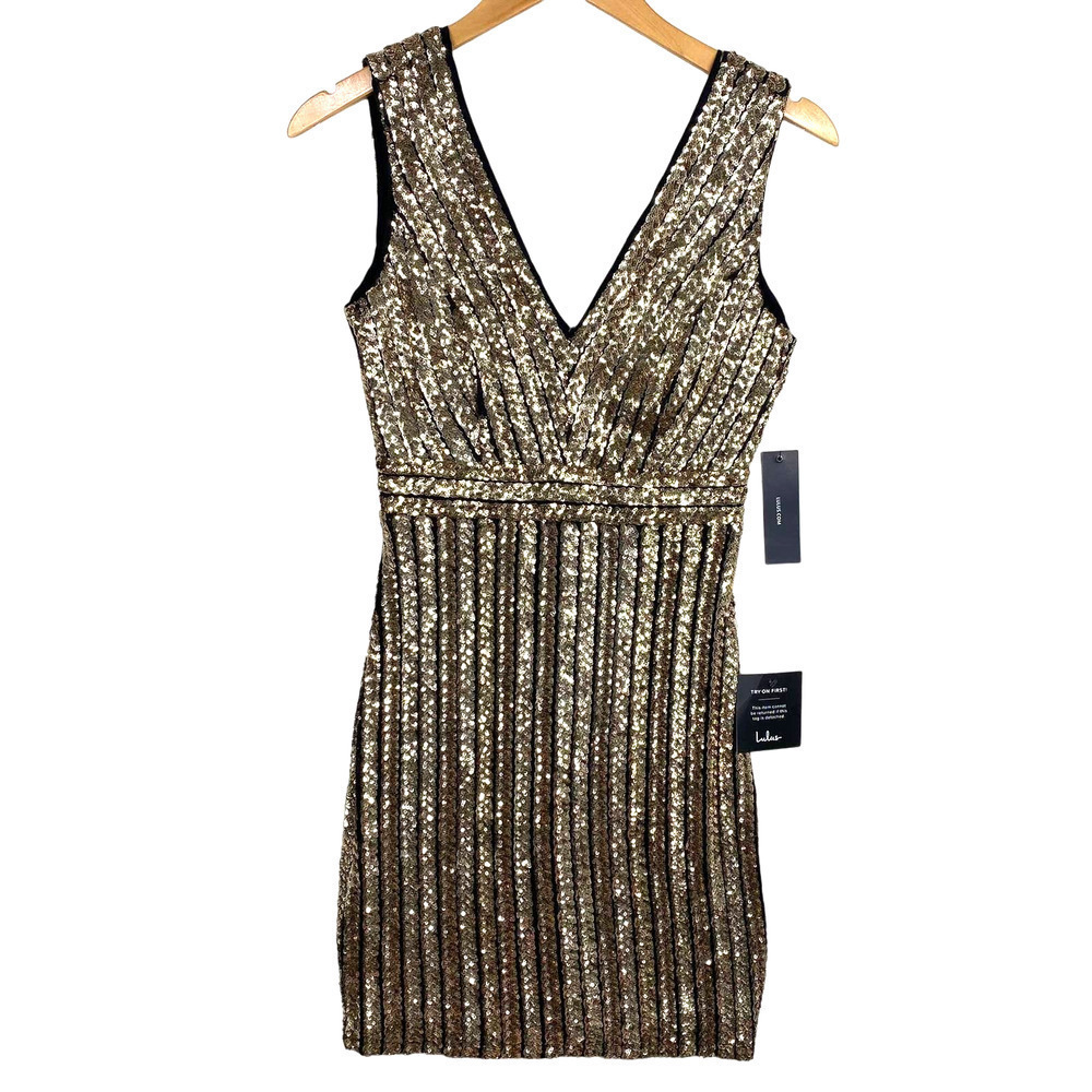 Lulu's Gold Sequin Midi Dress